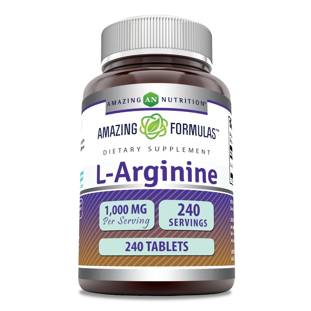 Formules étonnantes L-Arginine 1000mg Comprimés de l'acide amino supplément pour les femmes et les hommes