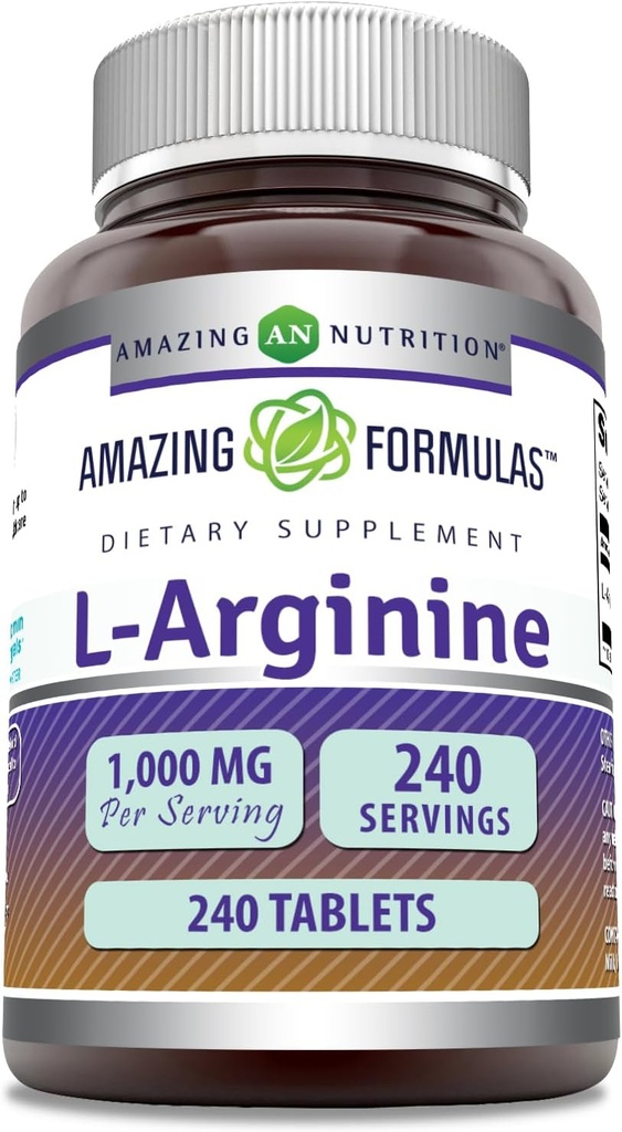 Formules étonnantes L-Arginine 1000mg Comprimés de l'acide amino supplément pour les femmes et les hommes