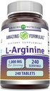 Formules étonnantes L-Arginine 1000mg Comprimés de l'acide amino supplément pour les femmes et les hommes