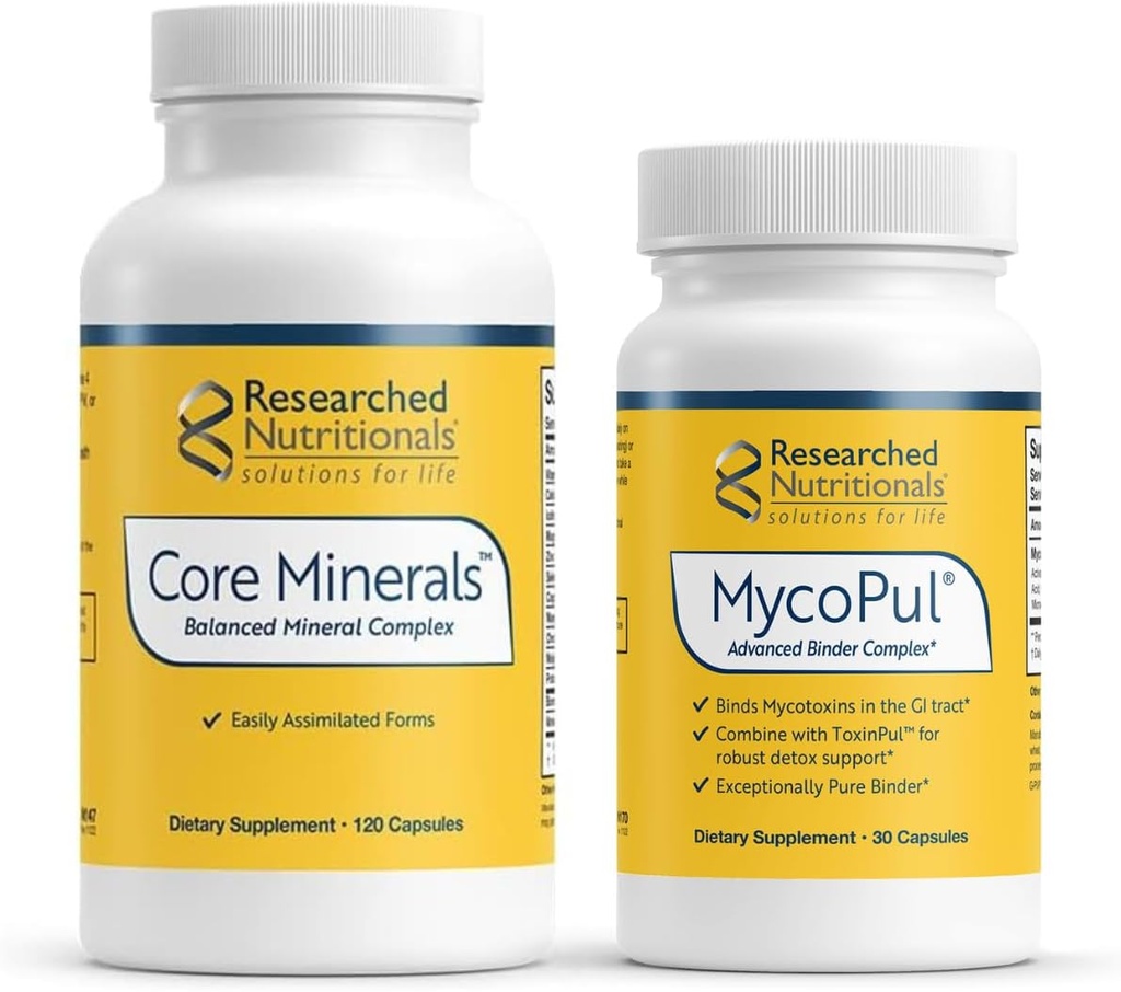 Recherche nutritionnelle MycoPul Binder & Core Minerals Bundle - Soutenir l'état des minéraux dans le corps pendant les protocoles de briquet (2 produits)