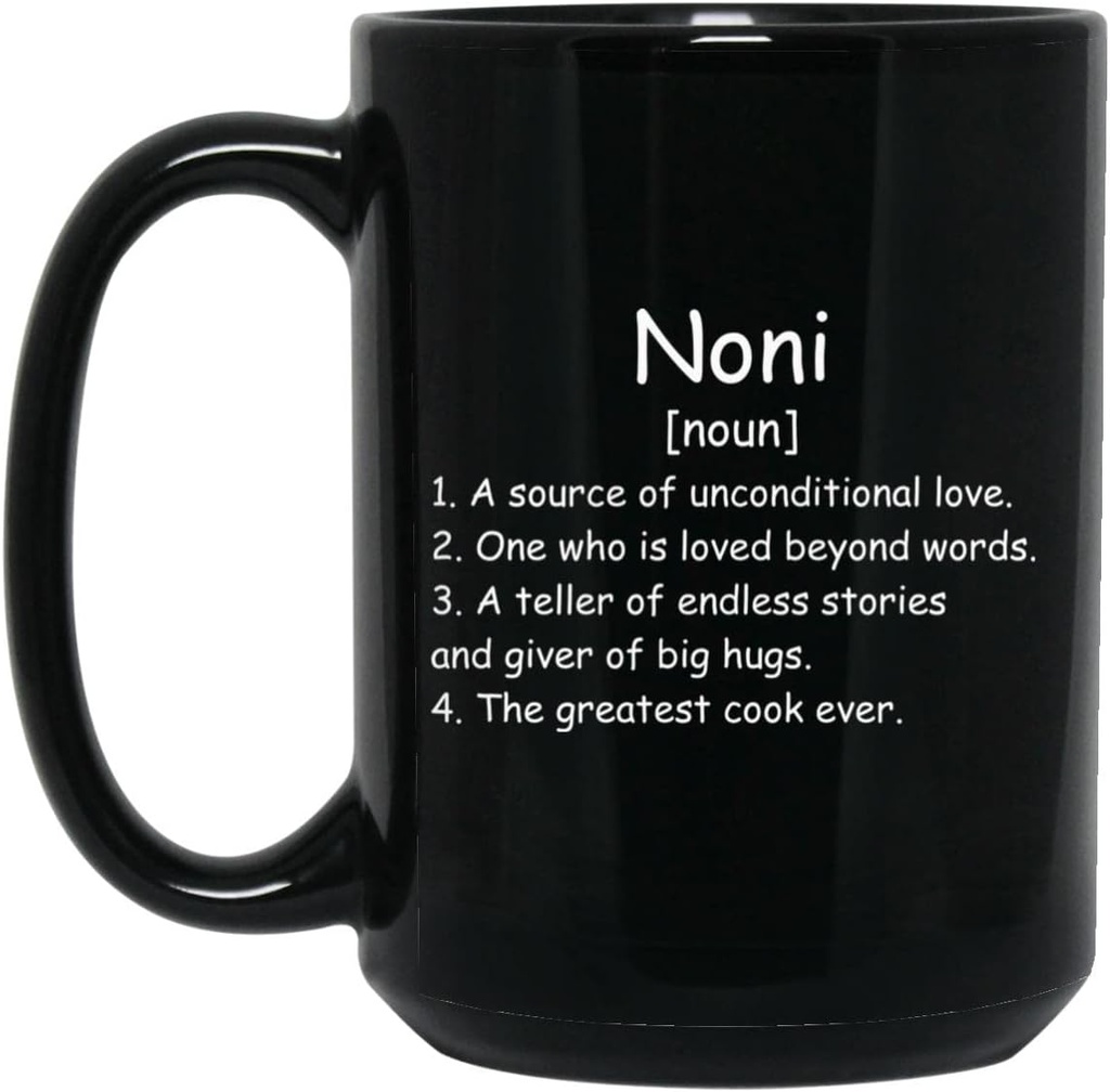 Tasse de café Noni Noun (Noir) - Tasse de définition Noni - Cadeau pour Noni - Cadeaux d'anniversaire pour Noni - Cadeaux Noni - Cadeaux de fête des mères - Cadeaux de Noël 15oz