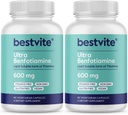 Ultra Benfotiamine 600mg par gélule (120 Capsules végétariennes) (60x2) Pas de stéarate - Pas de dioxyde de silicone - Vegan - Non OGM - Sans gluten - Concentration maximale Benfotiamine