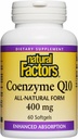 Facteurs naturels Coenzyme Q10 - Supplément de soutien aux antioxydants soutient la production d'énergie cellulaire - Meilleures aides à l'absorption Fonction cardiaque saine - 400 mg, 60 Softgels (60 portions)