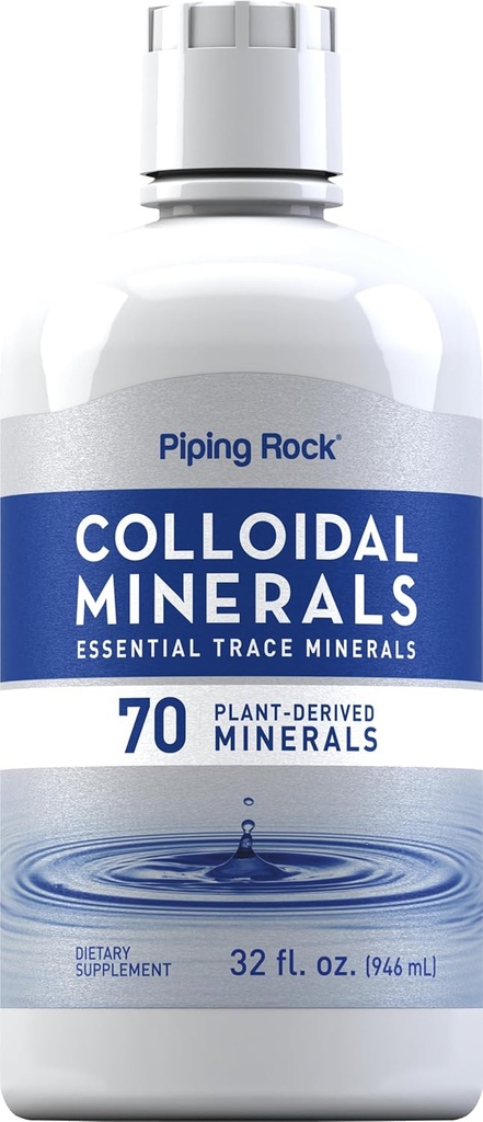 Piping Rock Colloïdal Minéraux liquides 32 fl oz avec 70 végétaux déservés Supplément de trace essentiel Sans aromatisé