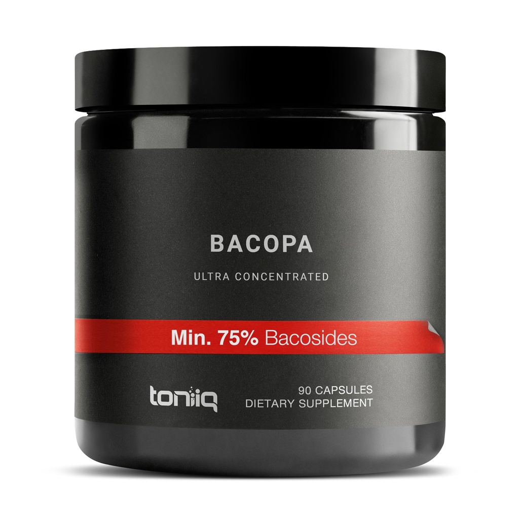 Toniiq Bacopa - Ultra High Potency 45:1 Extract with 75% Bacosides - Highly Concentrated - Third-Party Lab Tested - 90 Capsules
