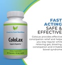 ColoLax Gentle Constipation Relief for Adults - Tabouret softener & Colon Cleanse with Psyllium Husk - Support pour la régularité, le soulagement du gaz et du ballonnement, et le support de digestion - 60 capsules