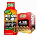 Vitamine Energy Focus+ Extra Strength Energy Shot Mango 48 Pack, 260mg Caféine naturelle, B-Vitamines, CoQ10, Acides aminés, Focus, Productivité et Clarté, Zéro sucre, Sans gluten, 1,93 fl oz