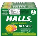 HALLS Defense Assortiment d'agrumes Vitamine C gouttes, 20 bâtonnets de 9 gouttes (180 gouttes totales)
