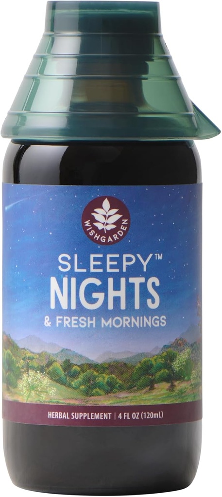 WishJarden Herbs Nuits et matins frais - All-Natural Herbal Sleep Aid Tecture, complément de sommeil biologique avec fleur de passion, houblon et écaille, soutient le sommeil profond et les cycles de sommeil sains, 4oz