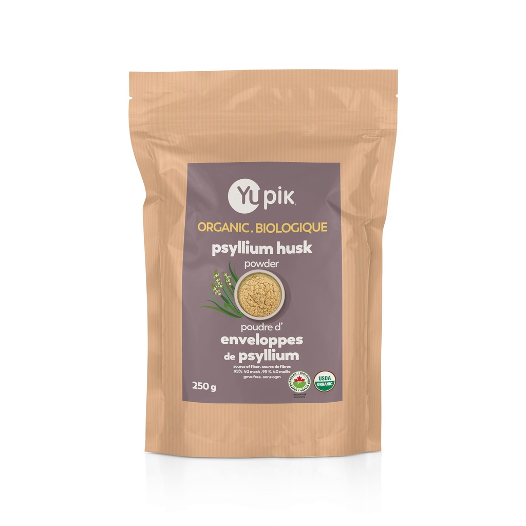 Poudre de musc de Psyllium biologique de Yupik 8.8oz, 95 % de pureté, fibre soluble, USDA certifié, non-OGM, végétalien, sans gluten, non aromatisé, végétalisé, broyé dur pour la cuisson et la santé digestive