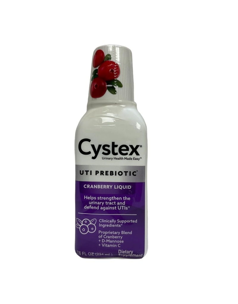 Cystex UTI Prebiotic Cranberry Liquid, Urinary Tract Support avec D-Mannose, Vitamine C, et Bromelain, 7,6 FL OZ (paquet de 6)