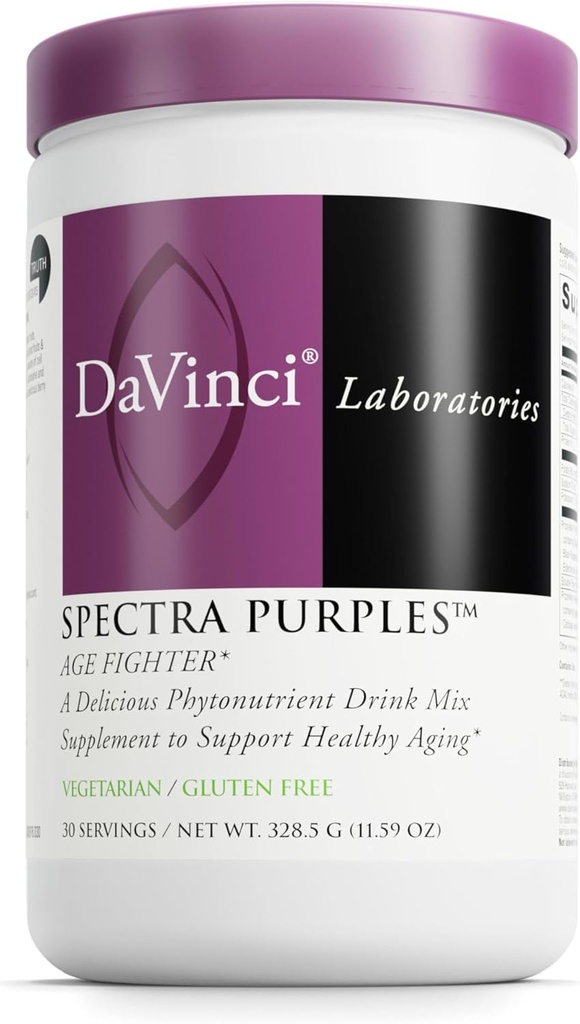 DAVINCI Labs Spectra Purples - Supplément en poudre avec des antioxydants favorise le vieillissement en santé* - Supplément d'extrait de fruits, de légumes et d'herbes aide à la santé du cerveau et de l'immunité* - 30 portions (328,5 g)