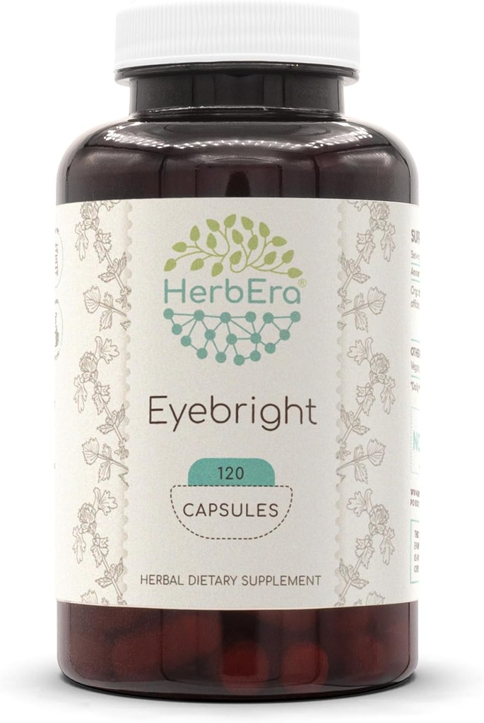 HerbEra Eyebright 120 Capsules, 500 mg, d'élevage responsable Fabriqué avec Eyebright (Euphrasia spp.) Herb séché (120 Capsules)