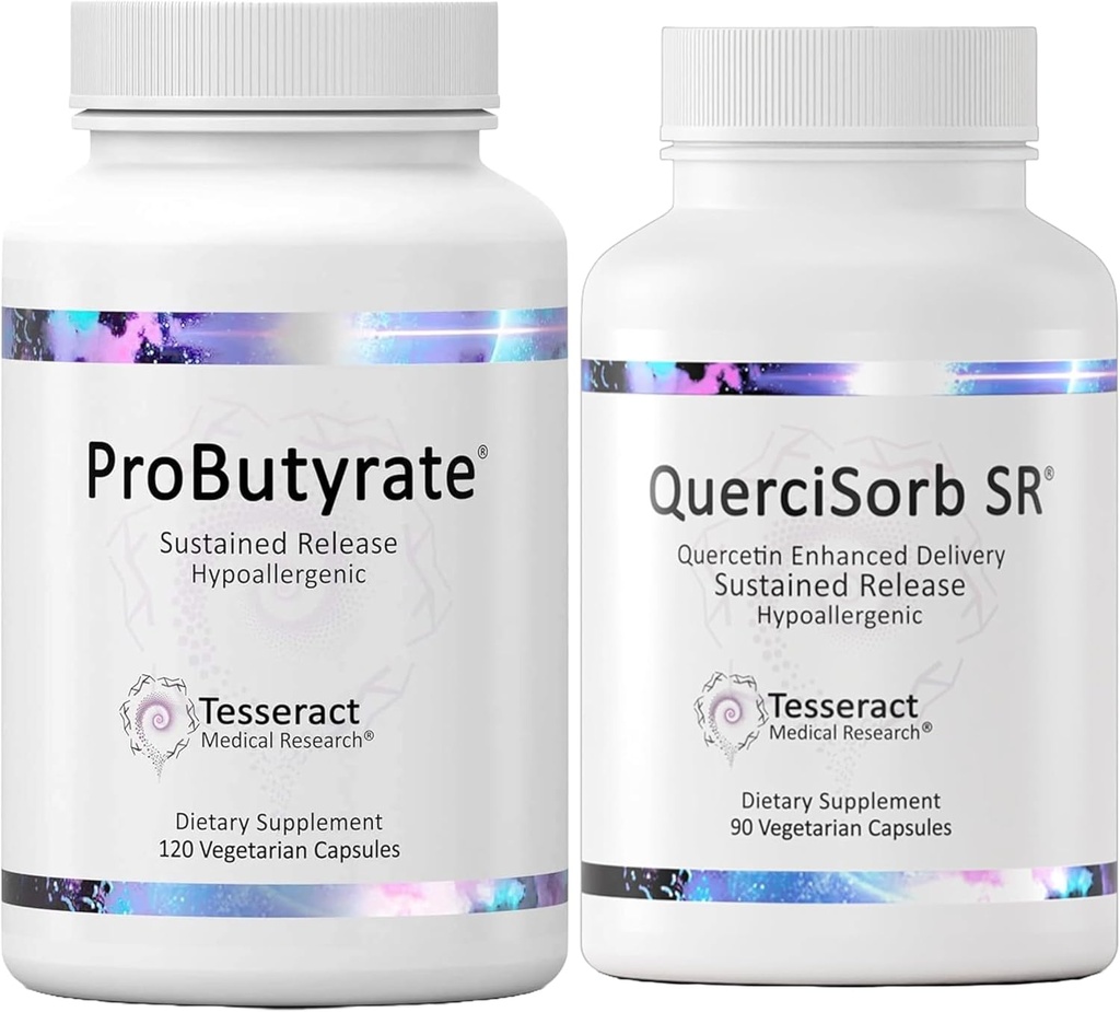 Ensemble de soutien de Tisseract Gut & Immune – ProButyrate 600mg & QuerciSorb SR Quercetin 400mg, 120 + 90 Capsules, Santé gastro-intestinale et immunitaire, Hypoallergénique