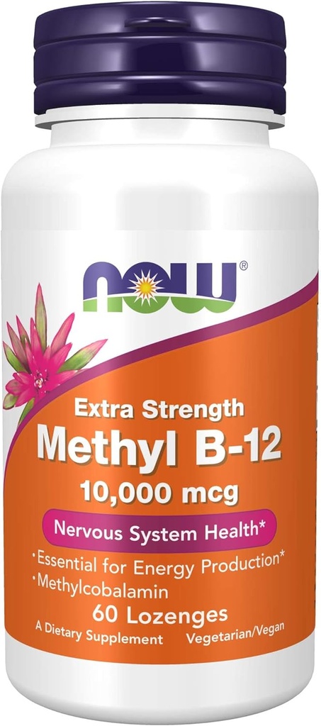 MAINTENANT Compléments alimentaires, méthylB-12 (méthylcobalamine) 10 000 μg, Santé du système nerveux*, 60 Lozenges