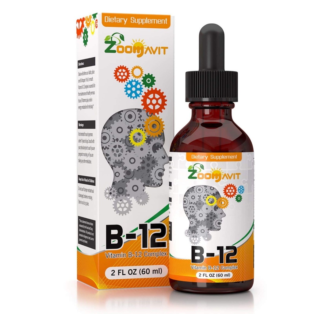 Vitamine B gouttes liquides complexes avec absorption rapide - Super B Vitamines complexes liquides B2, B3, B5, B6 et B12 - Boost énergétique naturel, foyer mental et système immunitaire sain