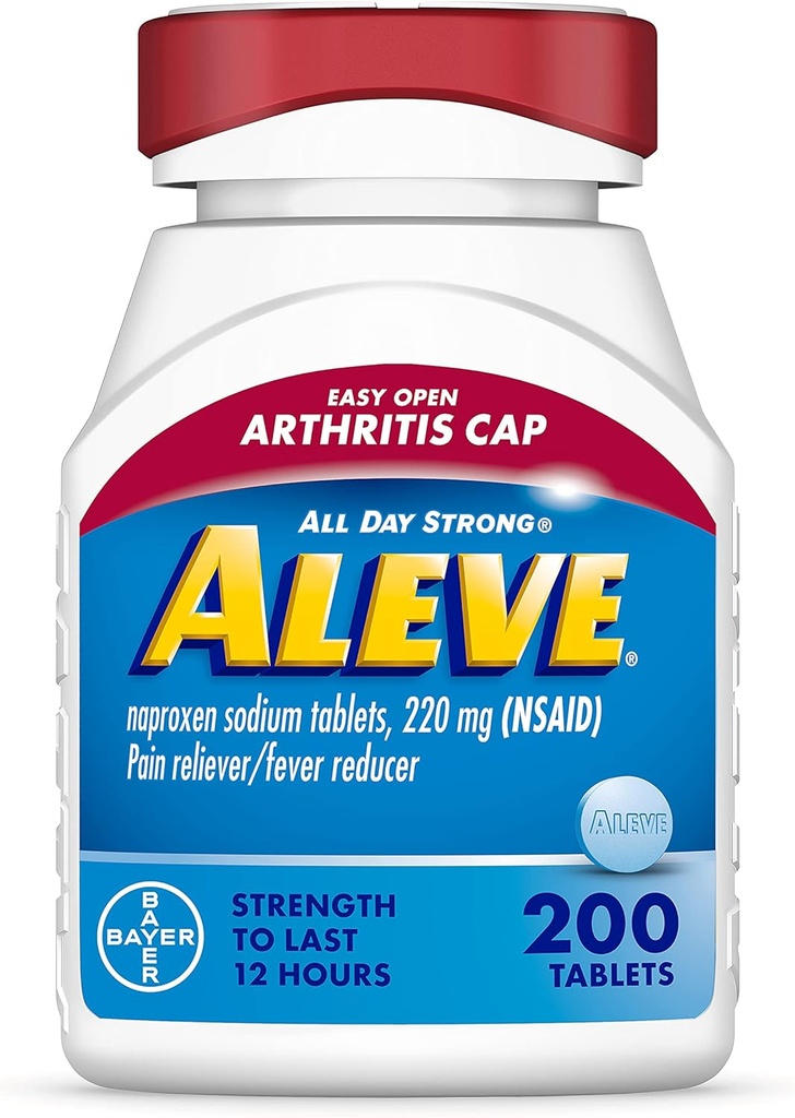 Aleve Easy Open Arthritis Cap Comprimés, Naproxen Sodium pour soulager la douleur ‐ 200 Compte