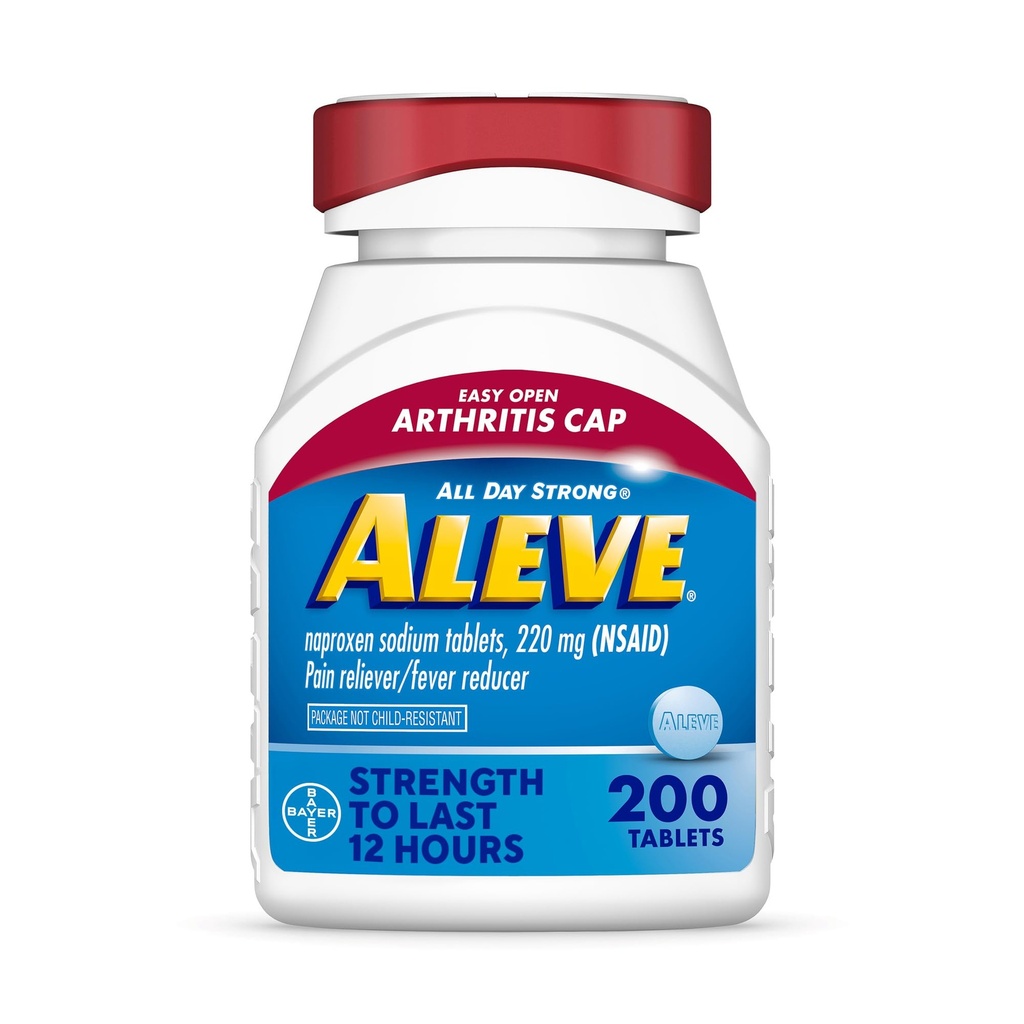 Aleve Easy Open Arthritis Cap Comprimés, Naproxen Sodium pour soulager la douleur ‐ 200 Compte