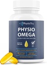 Physio Omega 2400mg Huile de poisson avec supplément d'acide gras Omega 3 - Suppléments pour la santé du coeur et du cerveau pour les adultes - Non-OGM, sans Burpless, agrumes légers, source durable - 60 Softgels, 30 jours d'approvisionnement