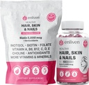 enliven Biotin Gommies pour la croissance des cheveux et les ongles forts , 5000mcg Biotin + Inositol, soutien du collagène , Vitamines de soins de la peau pour les femmes et les hommes , Berry Flavor , Supplément de cheveux végétalien , 60 Gommies