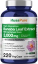 NusaPure Banaba Leaf 20:1 Extrait, 150 mg Équivalent à 3000mg Caps de Veg, 220 jours d'approvisionnement (non-OGM et végétalien) Acide corrosique 2%