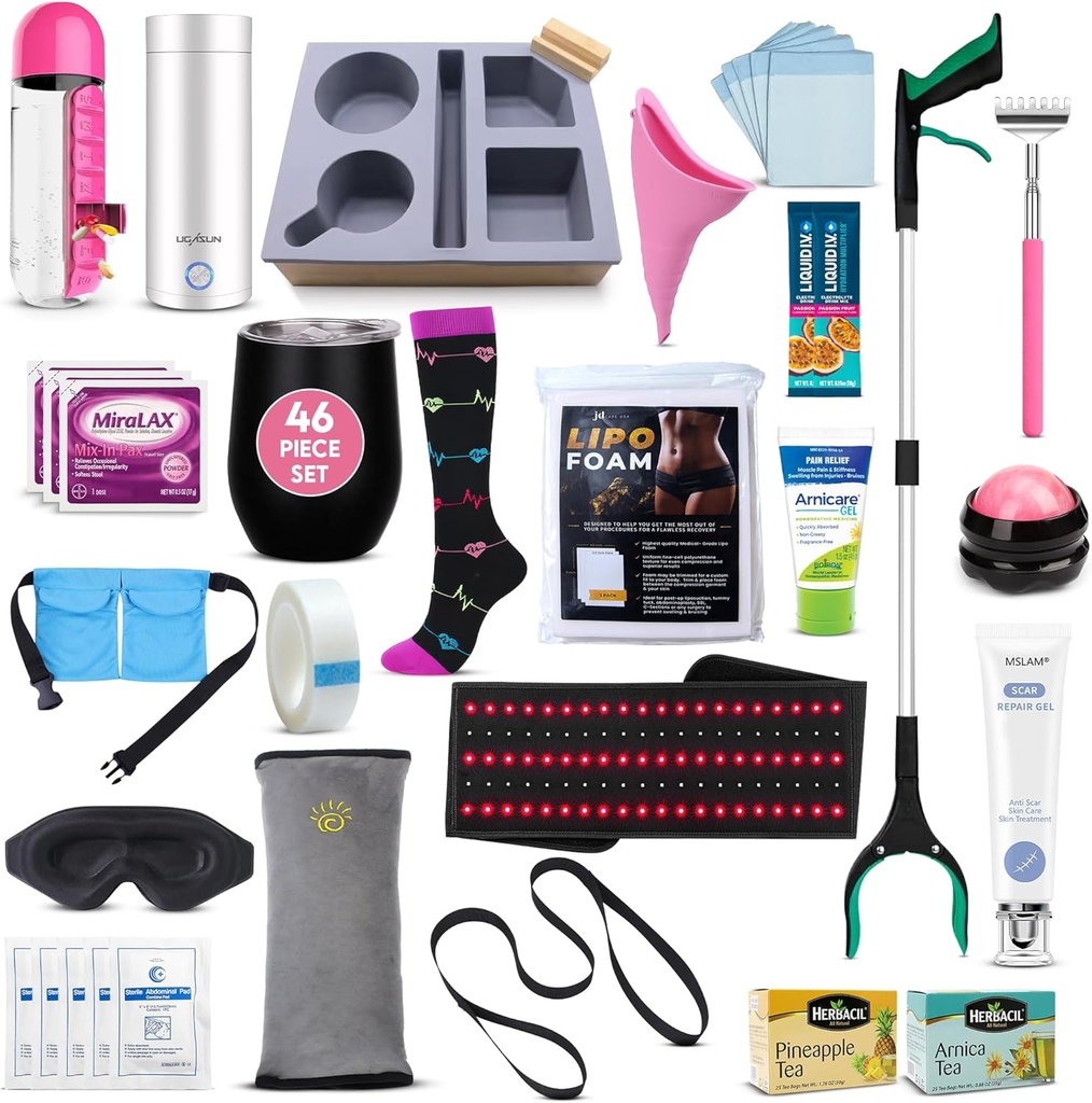 Ultimate Tummy Tuck Recovery Kit avec Scar Care Red Light Therapy Wrap - Fournitures Post-Op Premium et Doit avoir Essentiels pour Maman Makeover