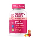 SmartyPants Gommies multivitamines pour femmes, Omega 3 DHA/EPA, Méthylfolate, CoQ10, Vitamine D3, C, B12, B6, A, K, Zinc, Trois arômes de fruits, 90 Comte (30 jours)