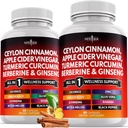 Ceylan Cinnamon, curcuma, vinaigre de cidre de pomme, Ginseng, Aloe Vera, Berberine Plus Banaba, racine de gingembre - 120 Nombre