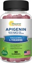 Apigenin 100mg avec L-Theanine 100mg Gummies - Supplément Apigenin pour le sommeil - Extrait naturel Gummy Alternative aux capsules, pilules, poudre et thé - 2 par portion