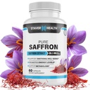 Capsules d'extrait de safran pur, 88,5 mg, 60 capsules de légumes pour l'amélioration de l'humeur et le soutien énergétique