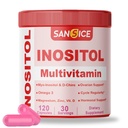 Myo et D-Chiro Inositol Multivitamine Capsules, 2000mg Myo-Inositol et 50mg D-Chiro Inositol 40:1 Mélange, supplément de vitamine B8 pour l'hormone féminine (120 capsules)