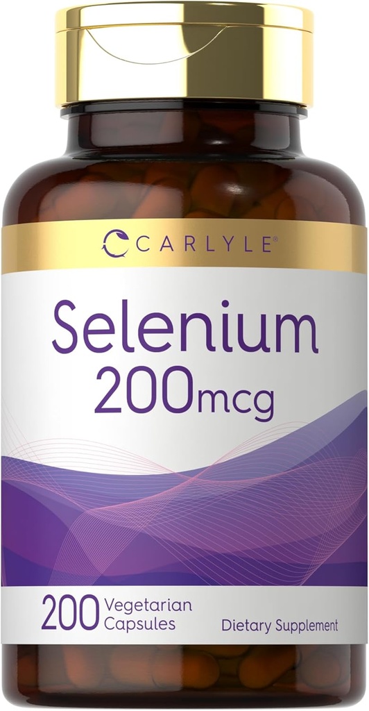 Supplément de sélénium sans levure de Carlyle 200mcg 200 Capsules de L-Sélénométhionine de L-Sélénométhionine