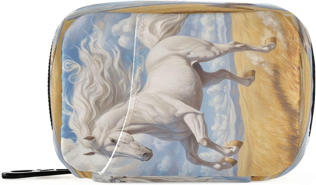 Running White Horse Travel Pill Organizer Bag, hebdomadaire Daily Pill Case Bag Pill Portable Pill Box for Vitamin Supplement Medicine