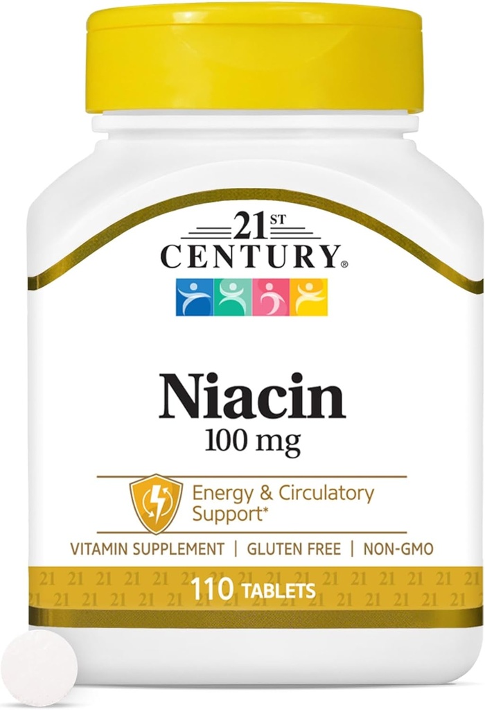 Comprimés de niacine du 21e siècle, 100 mg, 110 Nombre