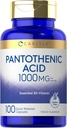 Acide pantothénique Carlyle $ 1000mg $ 100 capsules $ Essentiel B5 Vitamine $ Non-OGM, supplément sans gluten