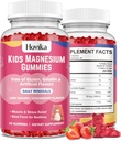 Magnésium Citrate Gummies for Kids - Great Tasting Kids Magnésium Calm Supplement Support Nerve & Bone Health, Muscle fort pour les enfants Bien-être, Fraise végétalienne Flavor Low-Sugar, 2 Pack-60 Comte
