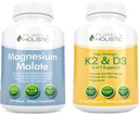 Malate de magnésium purement holistique 400mg + Vitamine D3 125mcg K2 MK7 90mcg - 270 comprimés et 150 capsules - Ensemble végétarien - Fabriqué aux États-Unis