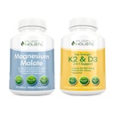 Malate de magnésium purement holistique 400mg + Vitamine D3 125mcg K2 MK7 90mcg - 270 comprimés et 150 capsules - Ensemble végétarien - Fabriqué aux États-Unis