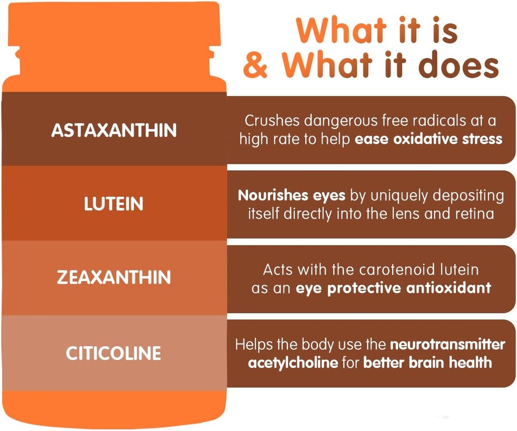 F*OX VCS Vision & Brain Health Supplement – 30 jours d'approvisionnement (60 capsules véganes) – avec Lutein & Citicoline pour la fonction oculaire, Focus & support du stress oxydatif – Fabriqué aux États-Unis