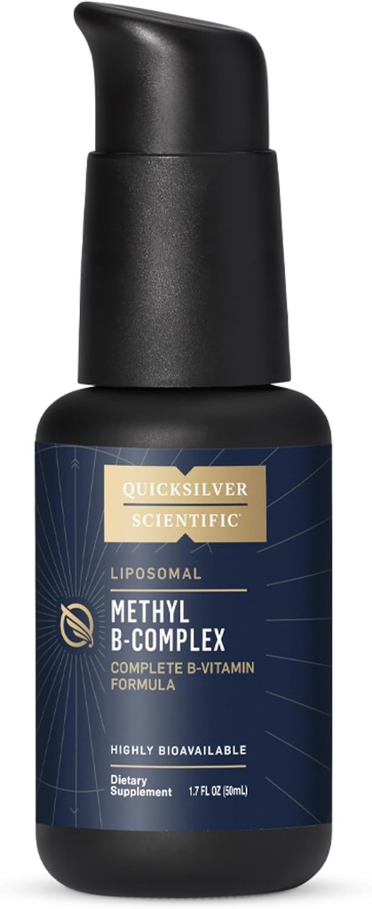 Quicksilver Complexe scientifique de méthyle B - Vitamine liquide avec absorption liposomique supérieure de vitamine B12, folate, vitamine B6, riboflavine, biotine, acide pantothénique, vitamine B1, niacine (50 ml)