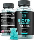 Biotine & Collagen Peptides Gommies - 50 000 mcg Collagène + 10 000 mcg Biotine , Skin & Nails Soutien pour les hommes et les femmes , Croissance des cheveux , Glowing Skin & Strong Nails , Non-OGM , Chewable , Great-Tasting