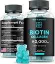 Biotine & Collagen Peptides Gommies - 50 000 mcg Collagène + 10 000 mcg Biotine , Skin & Nails Soutien pour les hommes et les femmes , Croissance des cheveux , Glowing Skin & Strong Nails , Non-OGM , Chewable , Great-Tasting