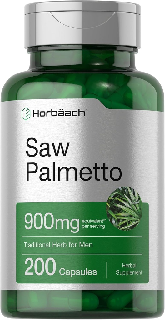 Horbaach Saw Palmetto Extrait de 900mg de 200 Capsules de Saw Palmetto