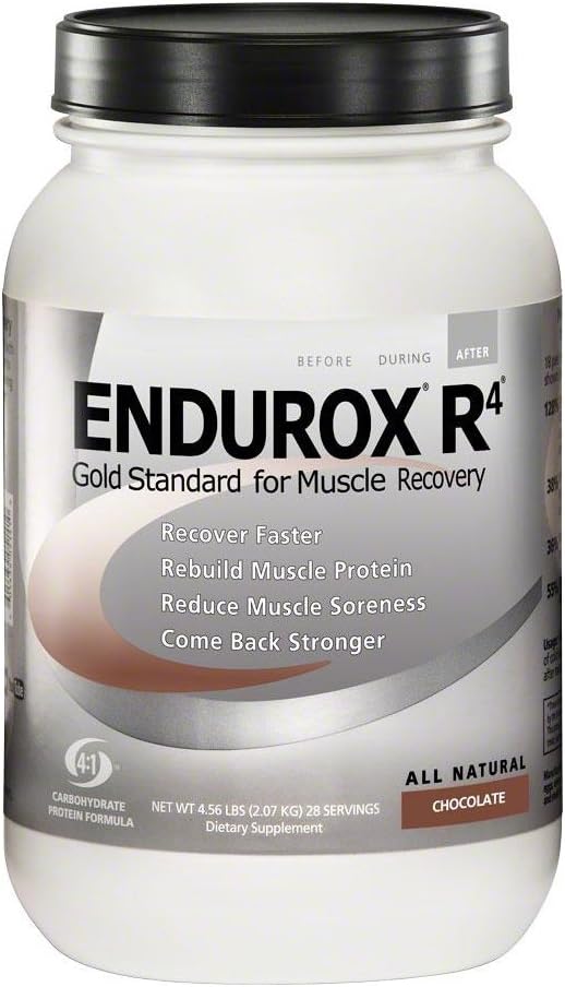 Endurox R4 par PacificHealh - Tous les breuvages naturels après l'entraînement Mélange avec des protéines + glucides et électrolytes - pour une récupération plus rapide, des douleurs réduites et la reconstruction musculaire - 28 portions (chocolat)