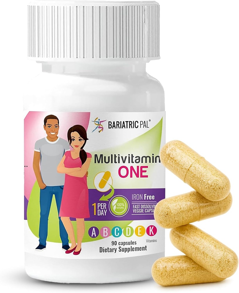 BariatricPal Multivitamin ONE 1 par jour! Bariatric Multivitamin Capsule sans fer , Capsule facile à avaler , Vitamine pour les patients de chirurgie bariatrique , 90 Compte (3 mois d'approvisionnement)