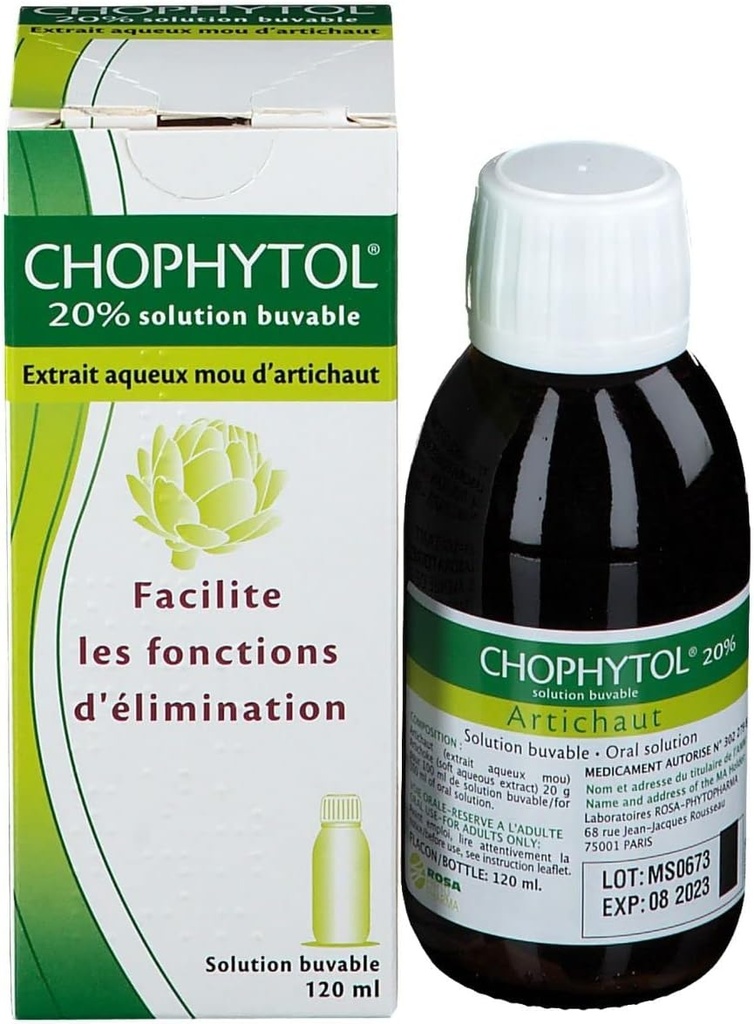 Chophytol 20% - Solution buvable (avec artichaut) - pour promouvoir la fonction hépatique et rénale - 120ml Bouteille