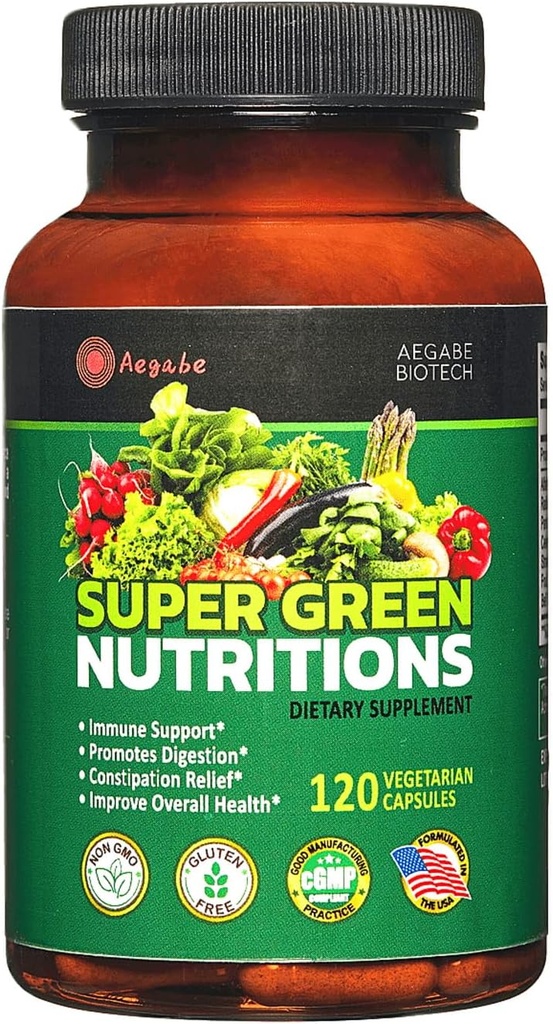 Fruits and Veggies Supplement, 36 Fruits & Vegetables with 24 Essential Vitamins, Minerals & Trace Elements,High in Fiber for Digestion & Constipation Relief,Daily Nutritional Support,120 Capsules