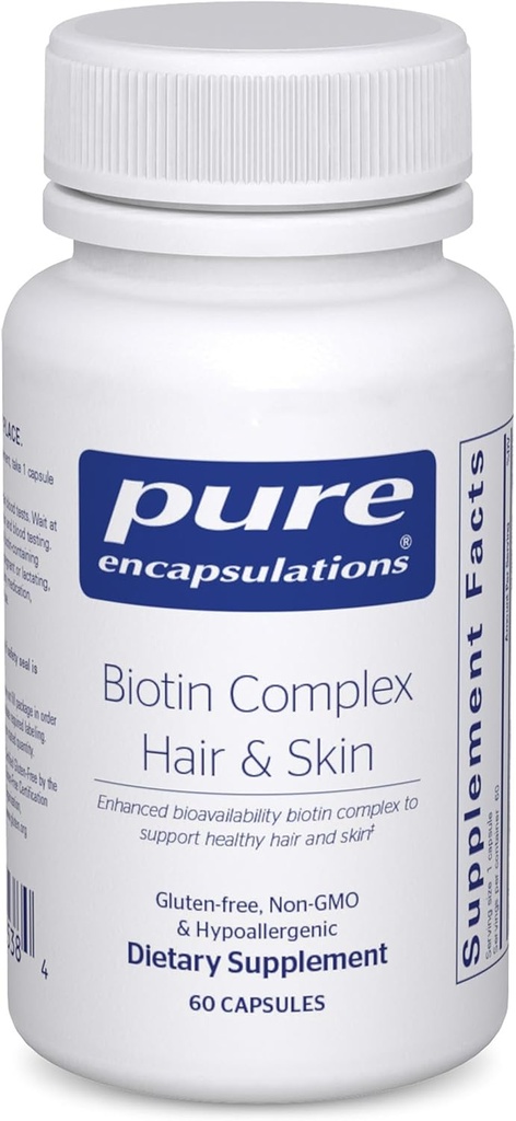 Encapsulations pures Biotin Complexe Cheveux et Peau Complexe Biotin pour le soutien des cheveux et de la peau en santé