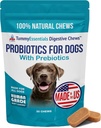 Tummy Essentials Probiotic Chews for Dogs, Supports Gut Health for Dogs and Firm Stools, Aide à éliminer la dysfonction digestive, Probiotiques pour chiens fabriqués aux États-Unis, 30 Chews