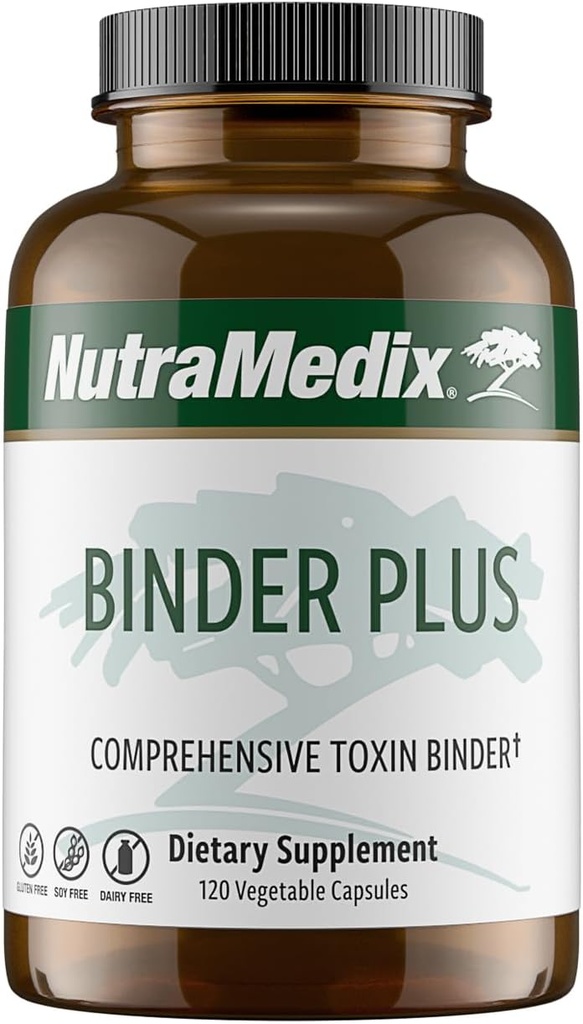 NutraMedix Binder Plus - Détoxifiant Texin Complet - Support Antioxydant Prébiotique + Inuline, Bentonite, Aloe Vera, Charbon activé, Minéraux Fulvic et Chitosan (120 Capsules)